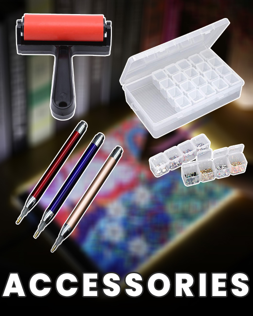 Diamond painting accessories — light pads, drill pens, storage, trays