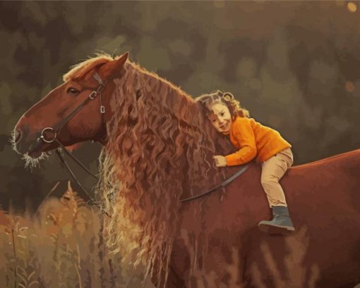 Girl Riding Horse Diamond Paintings
