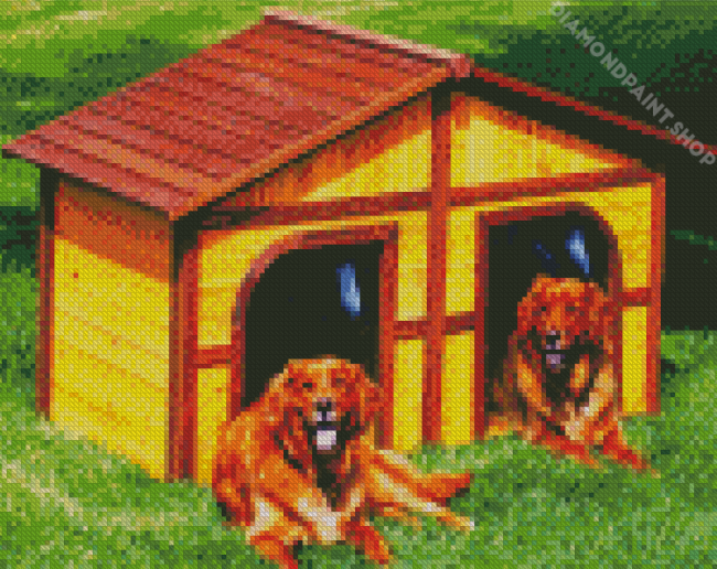 Cabin Dogs Diamond Paintings