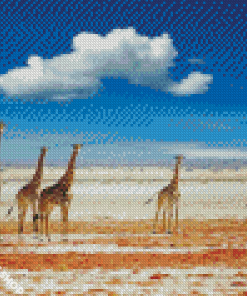 Giraffes On Beach Diamond Paintings