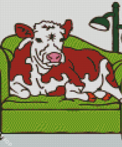 Cow In A Sofa Diamond Paintings
