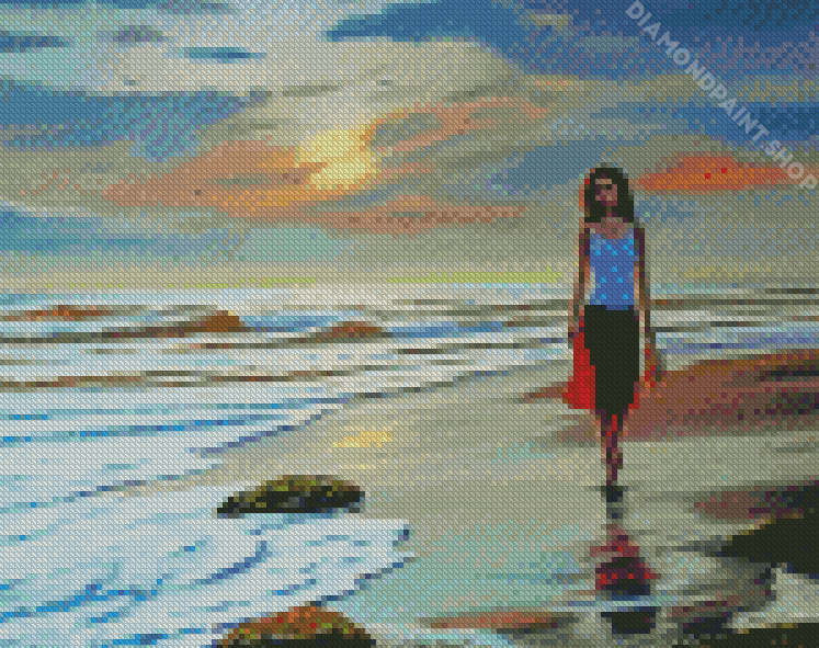 Girl On Beach - Diamond Paintings 
