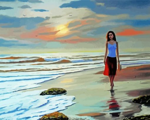 Girl On Beach Diamond Paintings