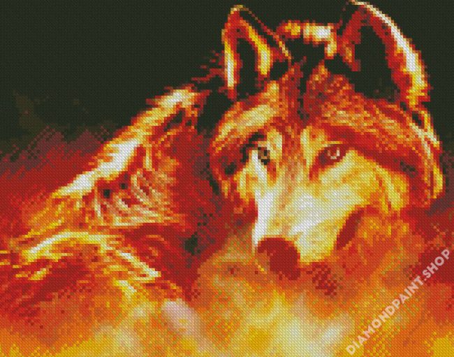 Artistic Fire Wolf Diamond Paintings