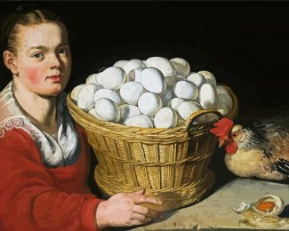 Girl With Eggs Diamond Paintings