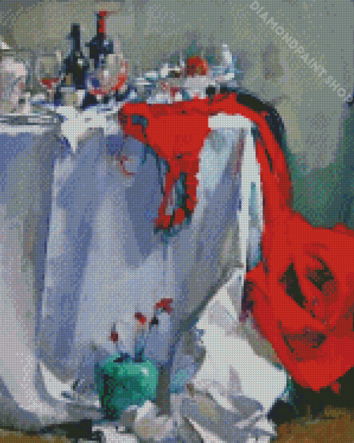 Red Dress On Table Diamond Paintings