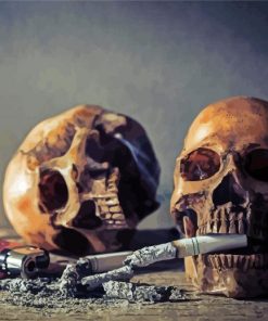 Skulls With Cigarette Diamond Paintings