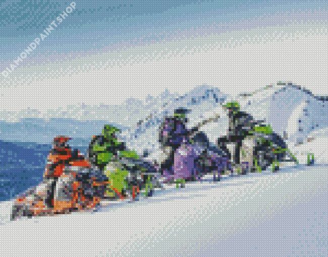 Snowmobile Riders Diamond Paintings