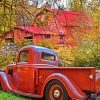 Red Truck And Barn Diamond Paintings