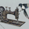Bird On Sewing Machine Diamond Paintings