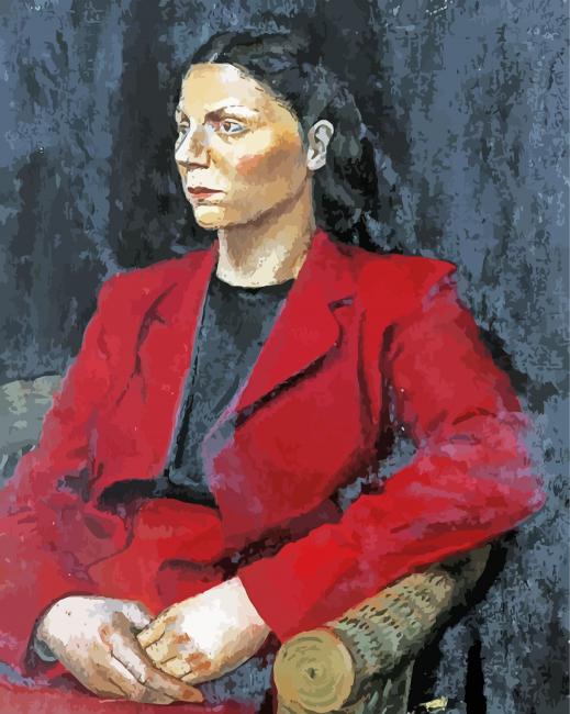 Woman In Red Coat Diamond Paintings