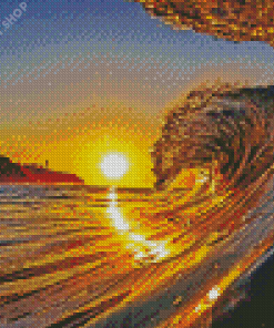 Beach And Waves Sunset Diamond Paintings