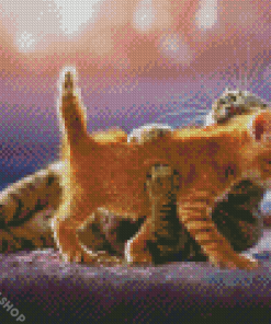 Cat Mother With Baby Kitten Diamond Paintings