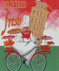 Italian Chef On A Bicycle Diamond Paintings