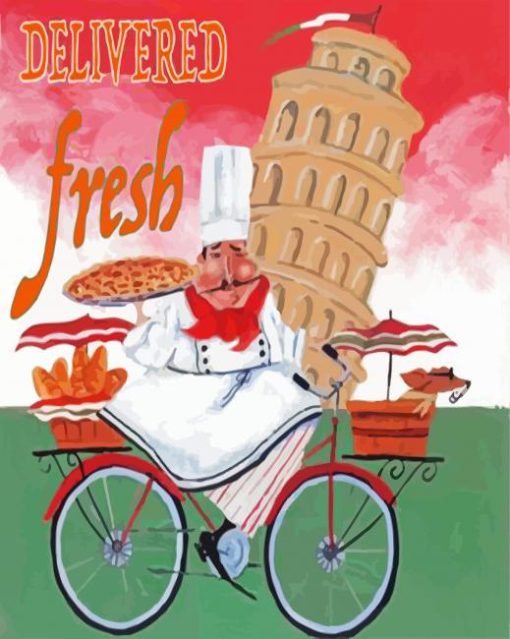 Italian Chef On A Bicycle Diamond Paintings