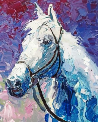 White Impressionist Horse Diamond Paintings