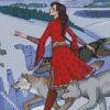 Woman And Wolves Diamond Paintings
