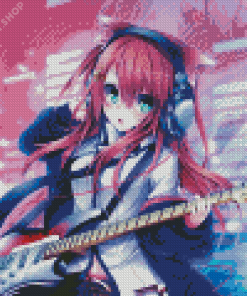 Anime Girl With Electric Guitar Diamond Paintings