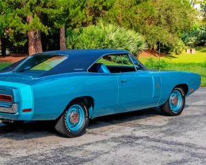 Blue Dodge Charger Car Diamond Paintings