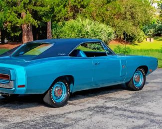 Blue Dodge Charger Car Diamond Paintings