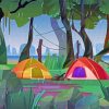 Camping In The Rain Diamond Paintings