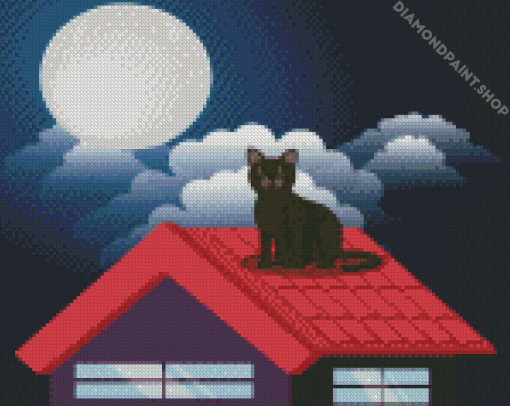 Cat On Roof Diamond Paintings