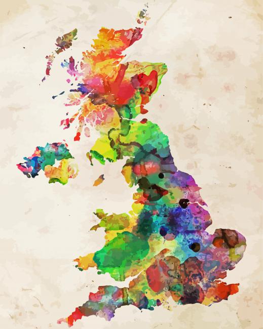 Colorful England Map Diamond Paintings