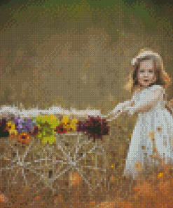 Girl With Flower Cart Diamond Paintings