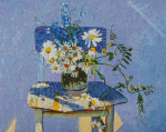 Daisies Flowers On Chair Diamond Paintings