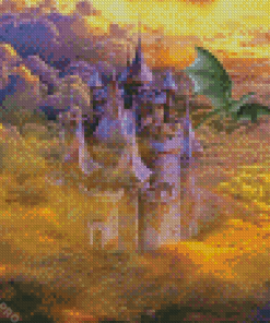 Fantasy Dragon And Castle Diamond Paintings