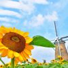 Dutch Windmill And Sunflower Diamond Paintings