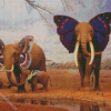 Elephants Butterflies Diamond Paintings