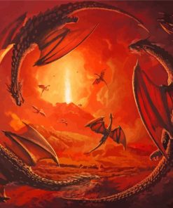 Fantasy Circular Dragons Art Diamond Paintings