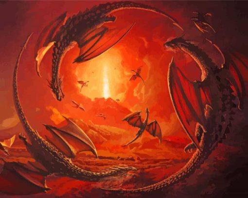 Fantasy Circular Dragons Art Diamond Paintings