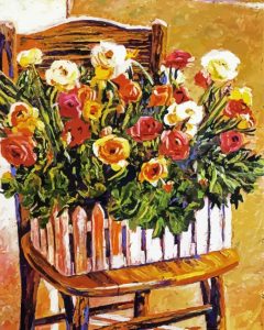 Flowers On Chair Diamond Paintings