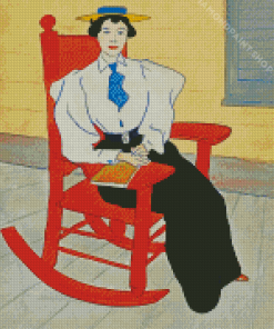 Girl On Rocking Chair Diamond Paintings