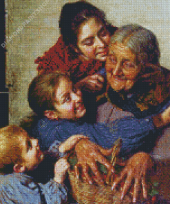 Grandma With Kids Diamond Paintings