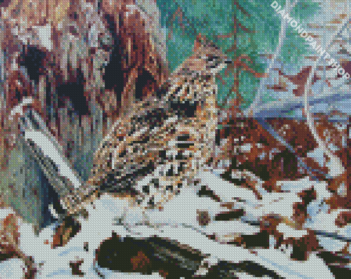 Ruffed Grouse In Snow Diamond Paintings