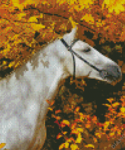Horse In Fall Leaves Diamond Paintings