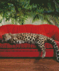 Leopard On Sofa Diamond Paintings