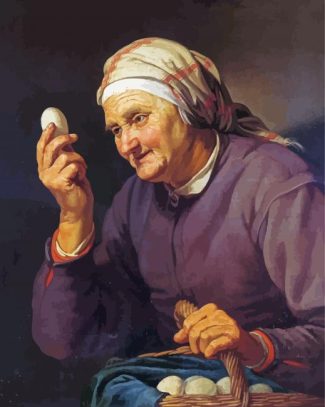 Old Lady And Eggs Diamond Paintings
