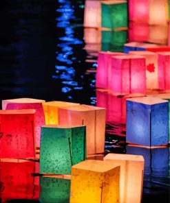 Paper Lanterns In Water Diamond Paintings