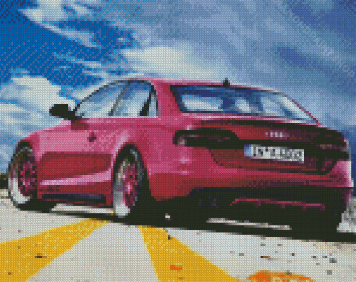 Pink Audi A4 Car Diamond Paintings