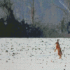 Rabbit Dancing In Snow Diamond Paintings