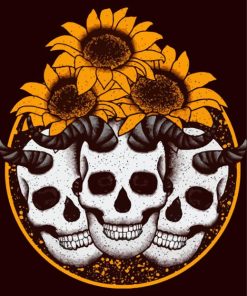 Skull And Sunflowers Diamond Paintings