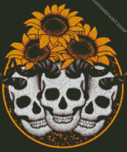 Skull And Sunflowers Diamond Paintings
