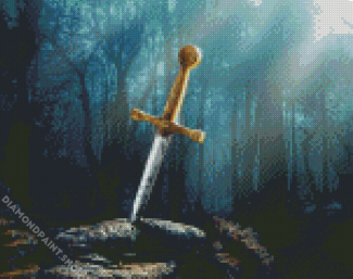 The Sword Excalibur In Stone Diamond Paintings