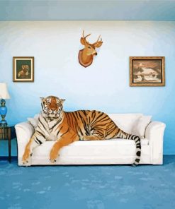 Tiger On Sofa Diamond Paintings