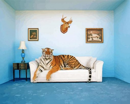 Tiger On Sofa Diamond Paintings