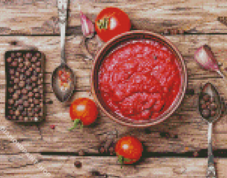 Ketchup And Chilly With Spices Diamond Paintings